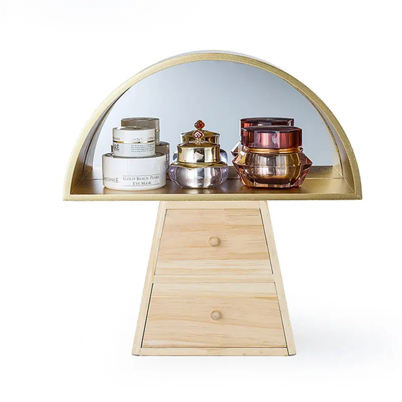 

Creative wooden mushroom desktop cosmetics display cabinet storage box household drawer jewelry storage box 5