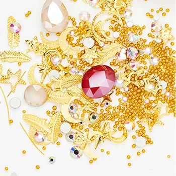 

1Box 3D Nail Art Decorations Rhinestones DIY Crystals Stones Nail Diamonds Design Glass For Charms Manicure Metal Rivet Decors