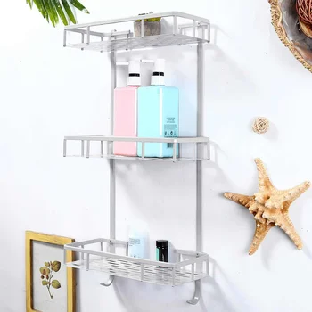 

3 Layers Wall Hanging Storage Rack Kitchen Tools Organizer Holder Metal Mounted Shelf Tray Plate Bathroom Storage Shelves Rack