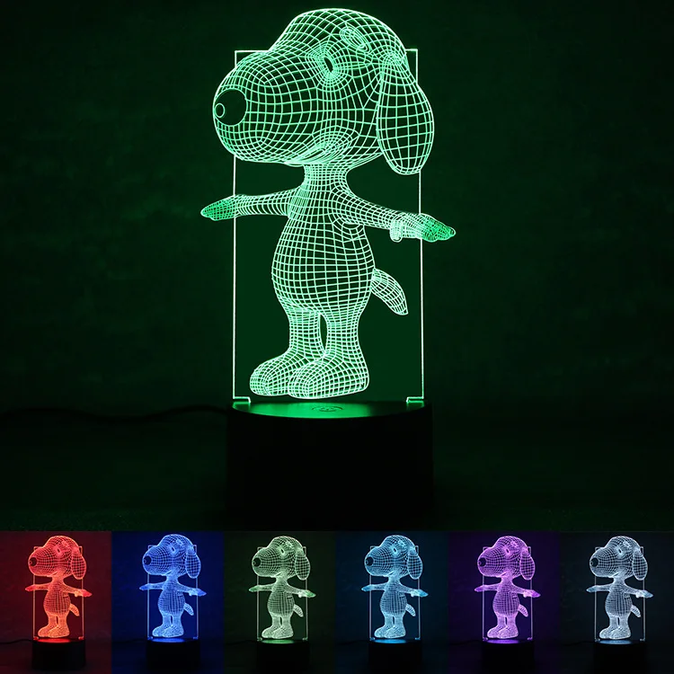 

SOURCE Factory Direct Selling Snoopy Button-type LED up Night Light Colorful Small Night Lamp Home Bedroom Lighting