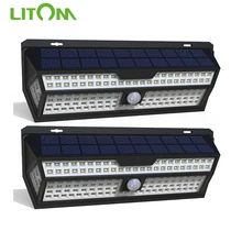 1/2 Pack LITOM 132 LED Solar Light PIR Motion Sensor Wall Lamp White Outdoor Garden Light IP65 Waterproof For Garden Decoration
