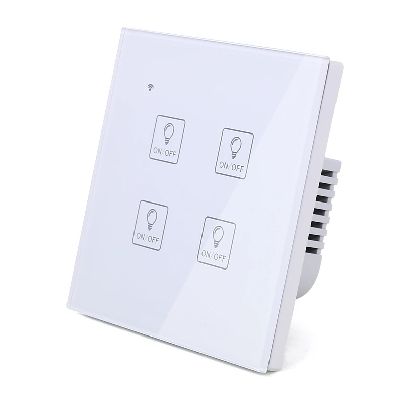 Wi Fi Сенсорный настенный выключатель с изображением иконы света белое стекло