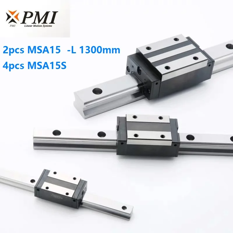 2шт Тайвань PMI MSA15-L 1300 мм линейная направляющая+ 4 шт. MSA15S блоки каретки для ЧПУ