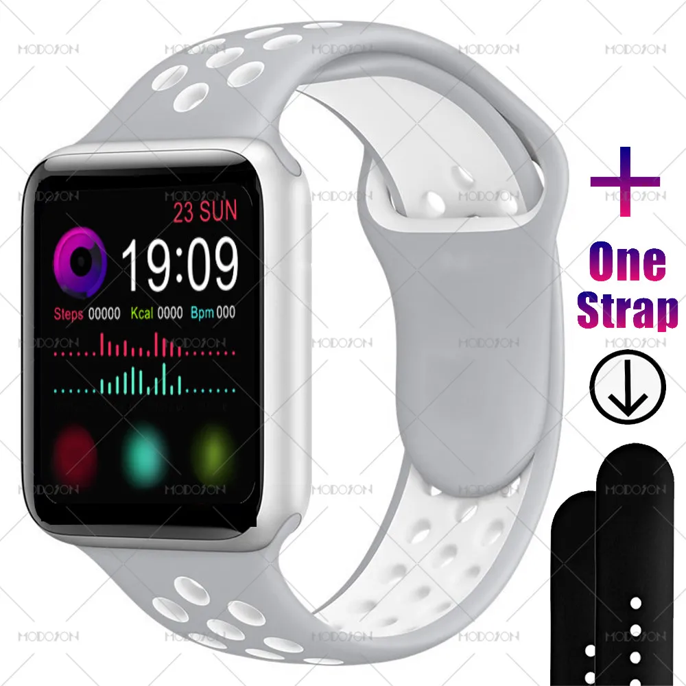 Умные часы MODOSON iwo 12 Pro Series 5, монитор сердечного ритма, кровяный кислород, полный сенсорный экран, умные часы 11 для Apple iphone, Android - Цвет: silver gray white