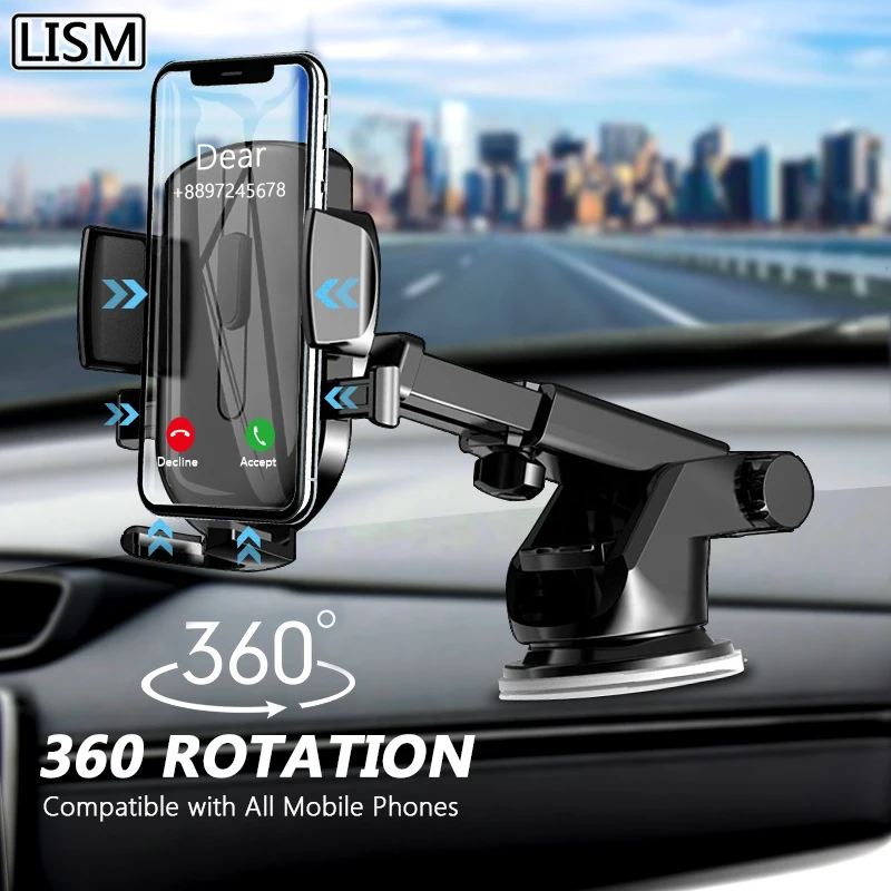 LISM-Soporte de teléfono móvil con ventosa para coche, No magnético, con GPS, para iPhone 12, 11 Pro, Xiaomi y HUAWEI