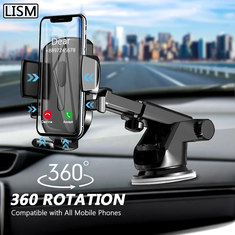 LISM Sucker Car Phone Holder Mobile Phone Holder Stand in Car No Magnetic GPS Mount Support For iPhone 12 11 Pro Xiaomi HUAWEI car cup phone holder