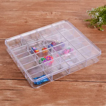 

16 slot storage box nail storage box plastic transparent display box storage box rhinestone bead earrings Jewelry storage box