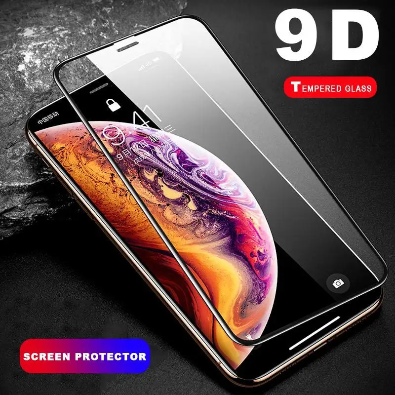

9D Tempered Protective Glass for iPhone 11 Pro Max XR X XS Max 7 8 6 Plus 5 Screen Protector on For iPhone 11 Pro Max XR X XS