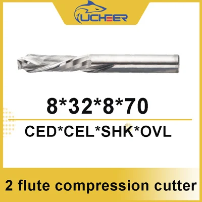 8d-32l UCHEER 2 флейты 3,175/4/5/6/8 мм сжатия фреза ЧПУ Инструмент для обработки МДФ зажим доска для деревообработки - Длина режущей кромки: 8d-32l