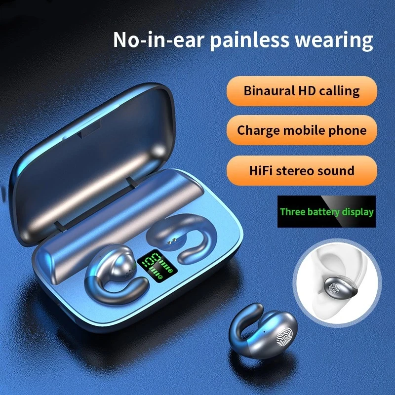 Photo Product TWS Bone Wireless Bluetooth Earphone Headsets Conduction Hifi Stereo Soft Wearing Earphone 2200mAh Power Bank Sport Headsets S19