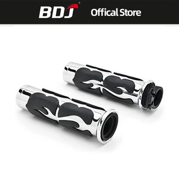 

BDJ For Harley 22mm 25mm Metal Padded Chrome Flame Motorcycle Handlebar Grip