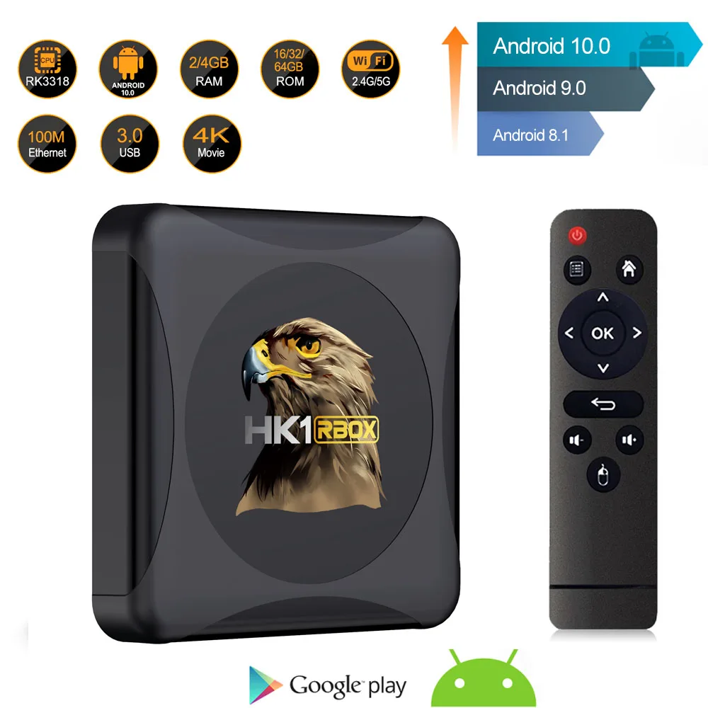 R1 Мини Android 10 RK3318 четырехъядерный двухдиапазонный WIFi BT4.0 Netflix 4K Google Play Youtube Smart TV BOX