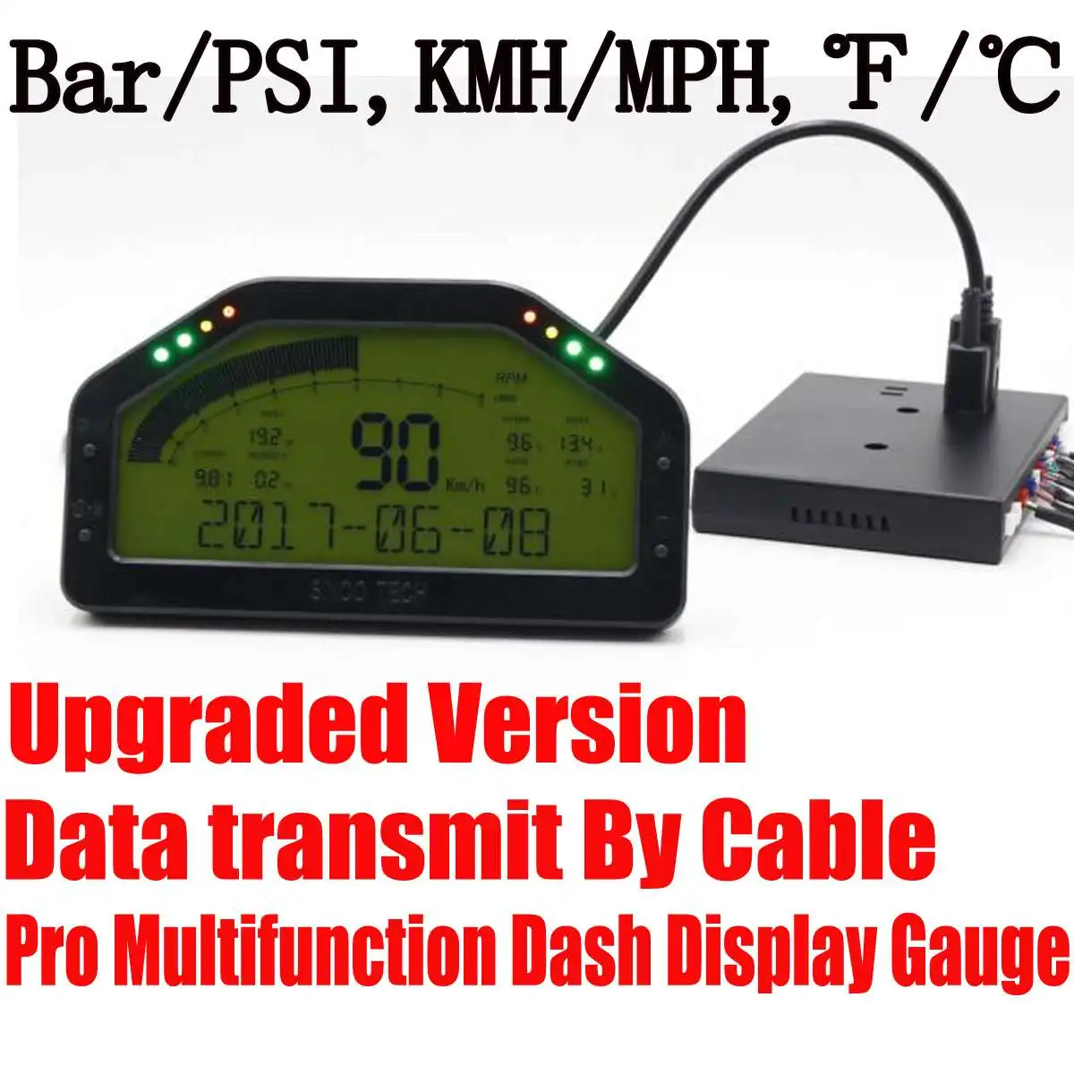 

Waterproof D0908 LED Dash Race Display Kits Bar/PSI KMH/MPH 9000RPM Universal For 12V Professional Racing Car Full Sensor