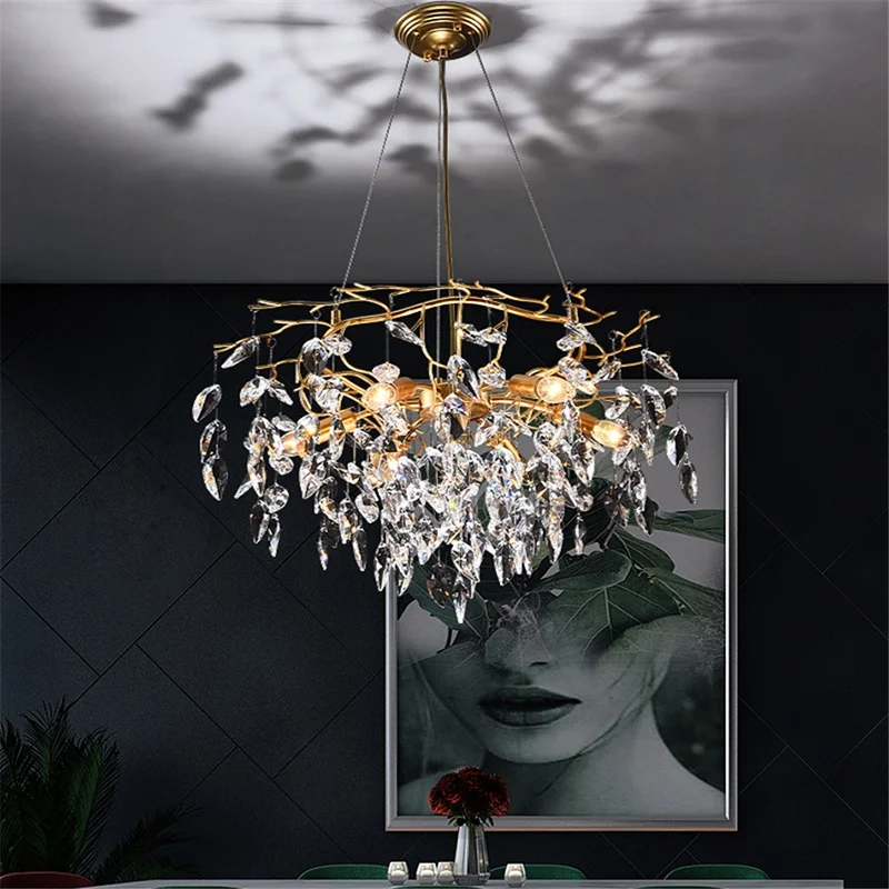 Nordic Luxury Gold Crystal LED Chandelier Villa Large Lustre LED Pendant Lamp for Living Room Hotel Hall Art Decor Lighting modern crystal chandelier