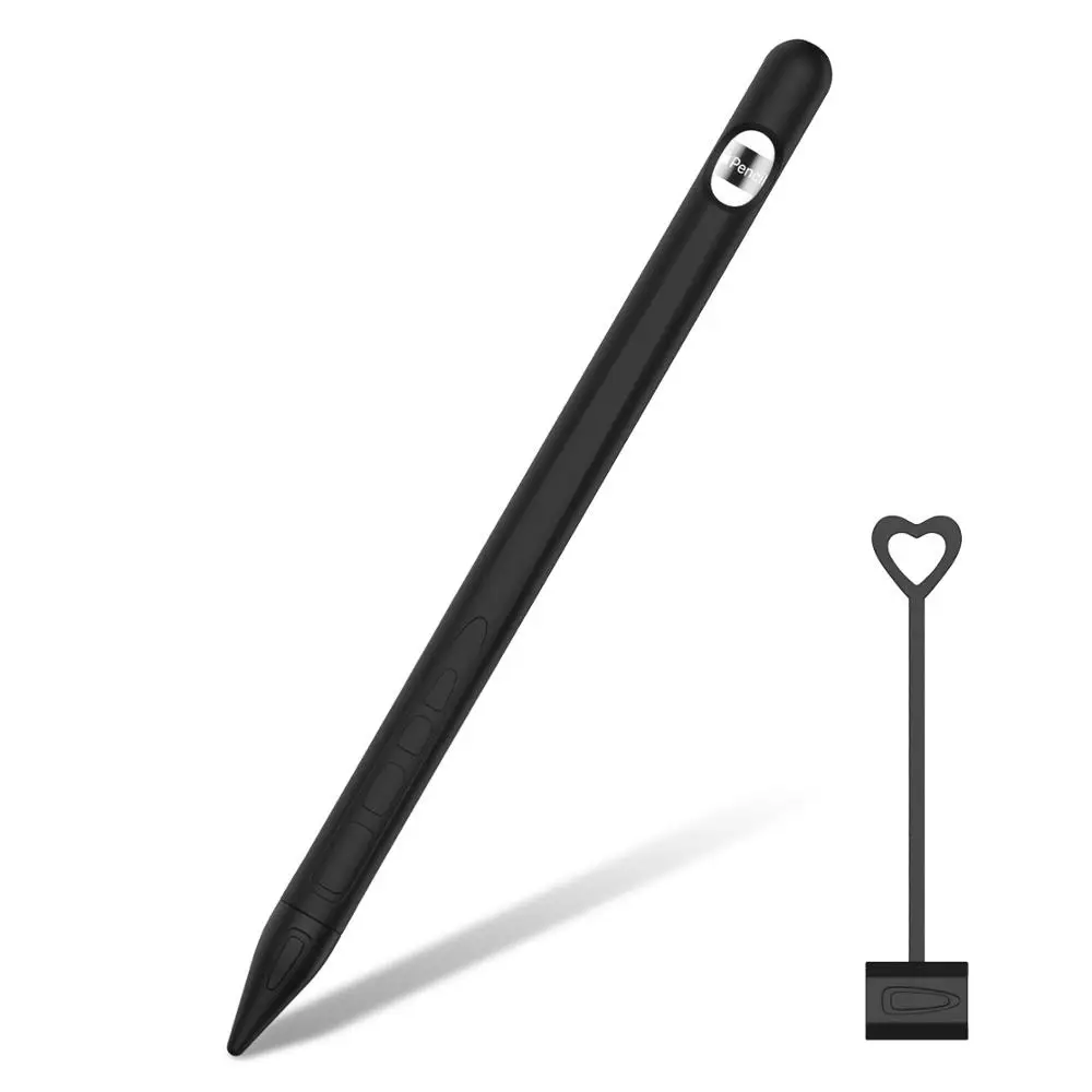 4 в 1 силиконовый чехол для Apple Pencil 1 для iPad Tablet ручка-стилус Защитная крышка рукава противоскользящая - Цвета: black