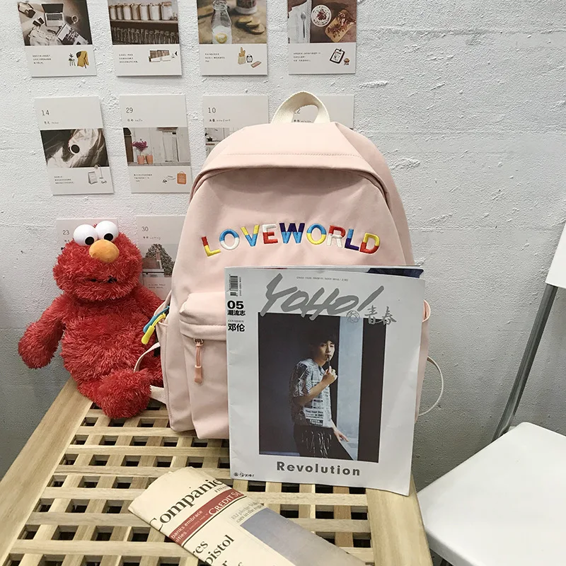 Водонепроницаемый нейлоновый женский рюкзак цветная дорожная сумка с вышивкой