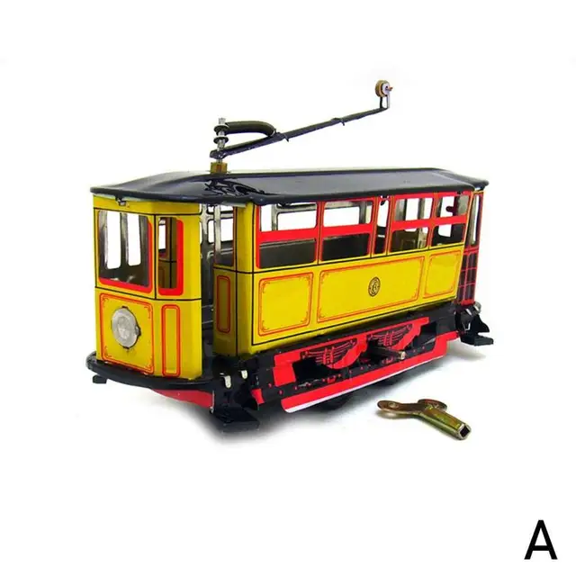 Vintage Clockwork Wind Up Pole Tram Toys Adult Photography Props Children Kids Classic Retro Tin Train Toy Christmas Gift 1pc A