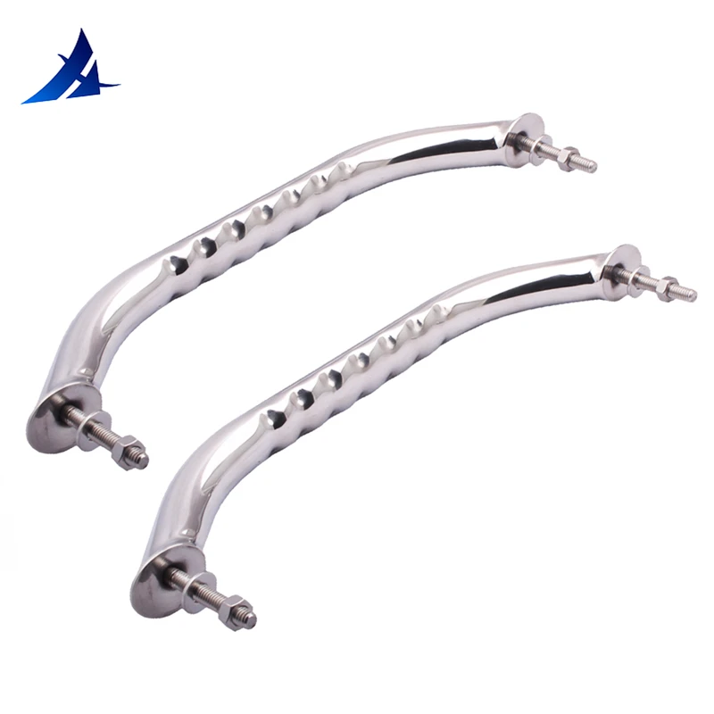 2 Pieces Stainless steel 9'' Boat Polished Boat Marine Grab Handle Handrail Knurling Tube boat accessories marine