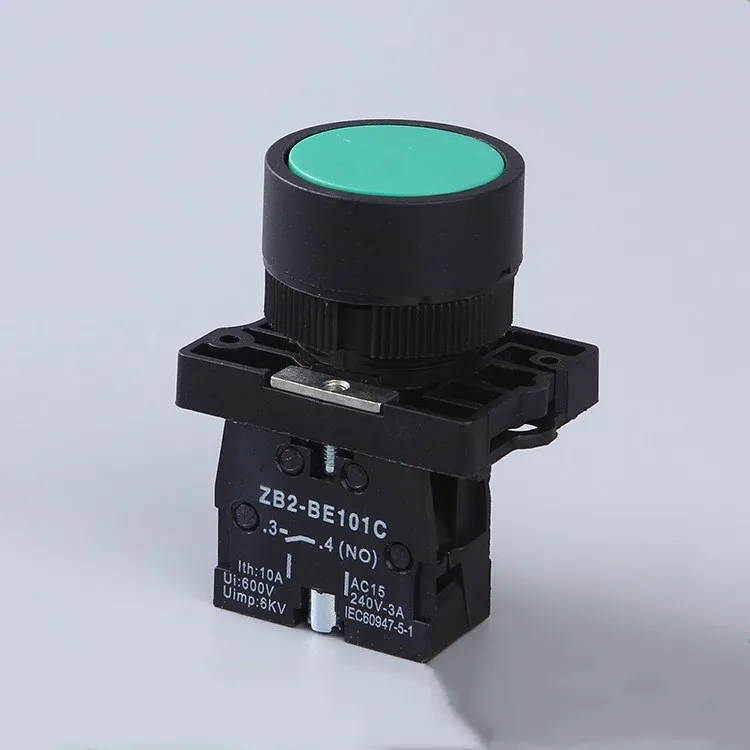 22 мм мгновенная плоская кнопка переключатель XB2-EA31 EA42 ZB2-BE101C 102C 1NO 1NC 10A самовозвратный источник питания стартер красный зеленый