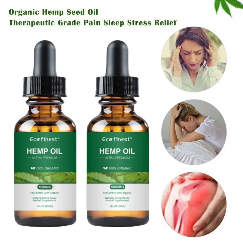 

Ultra Premium 100% Organic Hemp Oil For Pain Relief Sleep Aid Anti Stress 5000mg Hemp Extract Drops ECO Finest Body Skin Care