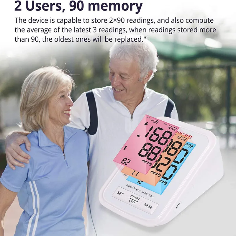Sinocare Blood Pressure Monitor Tensiometer Upper Arm Automatic Digital BP Machine Pulse Heart Rate Meter 3 Color LCD Display Sinocare Blood Pressure Monitor Tensiometer Upper Arm Automatic Digital BP Machine Pulse Heart Rate Meter 3 Color LCD Display