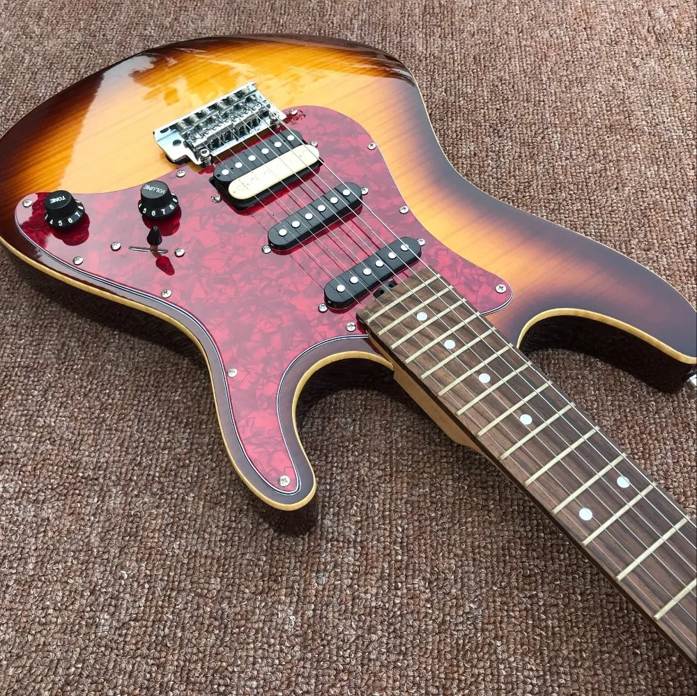 Custom shop ST electric guitar,Sunburst color tiger flame, Rosewood fingerboard guitarra,stratocastre gitaar289 (2)