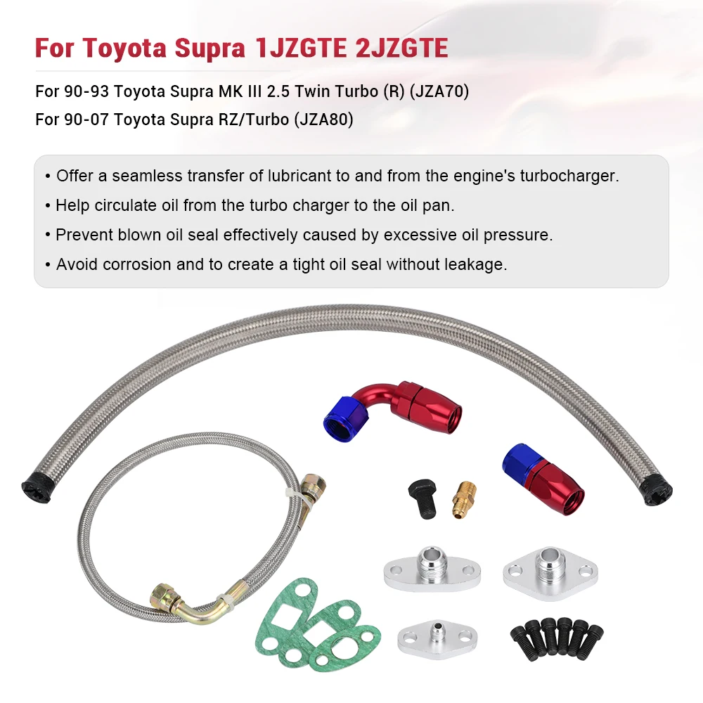 Oil Feed Line Drain Fitting Flange Kit VR-For Toyota Supra 1JZGTE 2JZGTE 1JZ/2JZ Single Turbo VR-TOL22