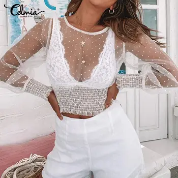 

Ce;lmia 2020 Fashion Women Lace Bra Tops Sexy Sleeveless Blouses Casual Slim Solid Underwear Ladies Elegant Blusas Femininas 5XL