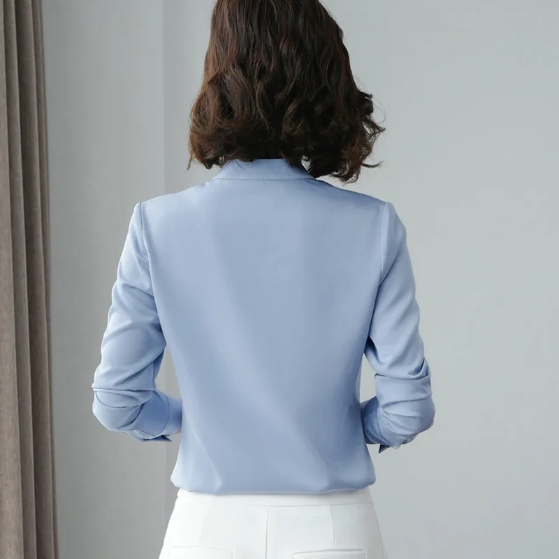 Высокое качество модная женская рубашка Новинка осени v образный вырез длинный