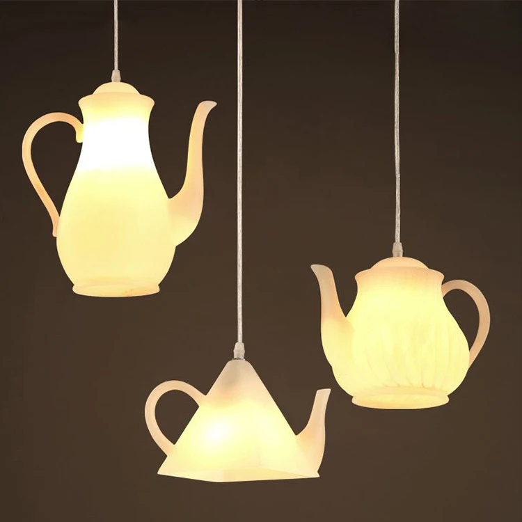 

Creative Resin Teacup pendant lights Hand Painting Resin Lamp LED Decorative Living Room Restaurant Study Bedroom