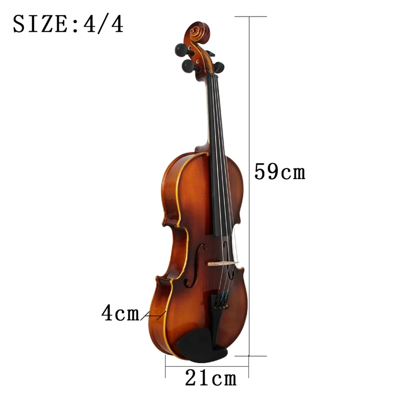 BMDT-Full Size Violin Retro Acoustic Fiddle Solid Wood Spruce Maple Veneer with Bow Case Rosin Cloth Strings Shouder Rest