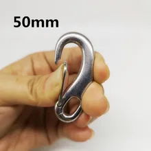 

4PCS 304 Stainless Steel 50MM Gate Spring Snap Hook Clip High Polished Spring Egg Shape Snap Hook
