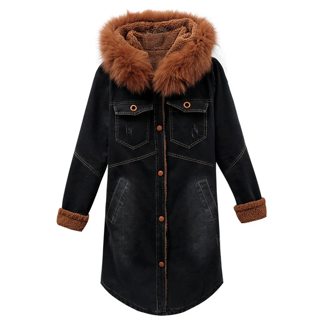 Зимнее пальто женская уличная парка зимнее пальто теплая женская джинсовая куртка с длинным рукавом с капюшоном Длинная Верхняя одежда Пальто