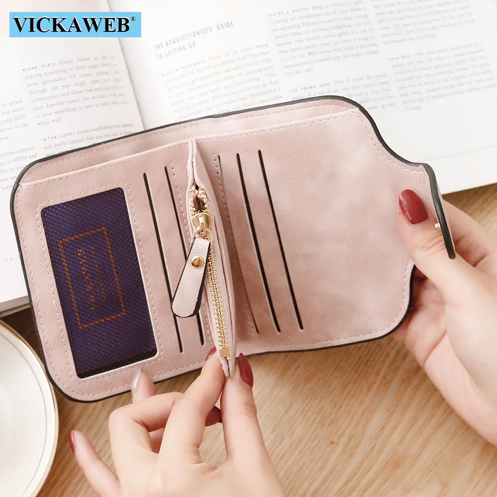 Женский маленький кошелек VICKAWEB модный однотонный бумажник для мелочи дамские