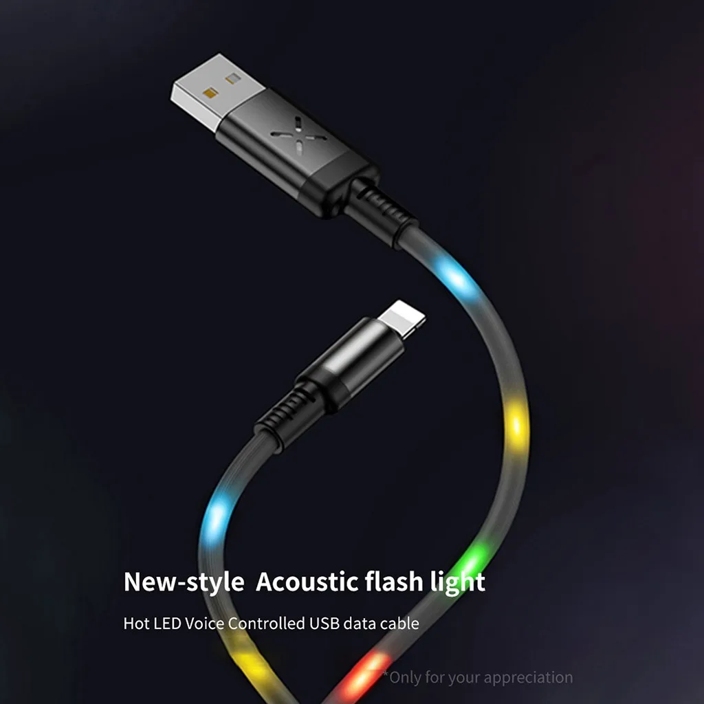 1 м кабель для передачи данных Usb прочный с подсветкой Голосовое управление данных быстрое зарядное устройство для телефонов Android с красочным светом зарядный кабель FW3
