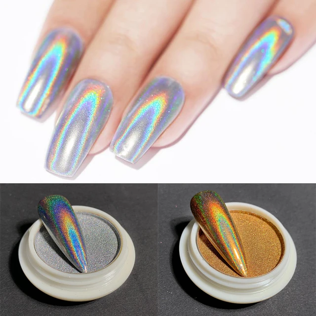 iridescent Nail Powder Chrome iridescent Mirror Glitter Nail Art Design  Pigment Rub Dust Flakes Decorations Brush Manicuring - AliExpress