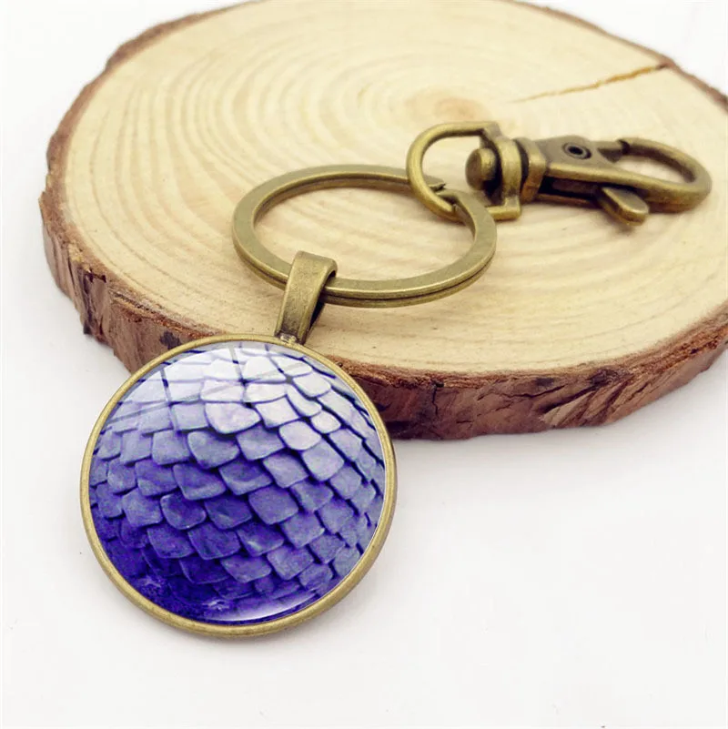 

Hot Sales Color Dragon Eggs Pendant Key Ring Pendant Retro Time Stone Key Chain