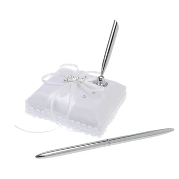 

Elegant Wedding Ceremony Guest Sign Crystal Bowknot Register Book Pen Set
