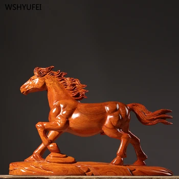 

Direct woodcarving Zodiac horse ornaments solid wood carving crafts home decoration opening gift wedding room decoration