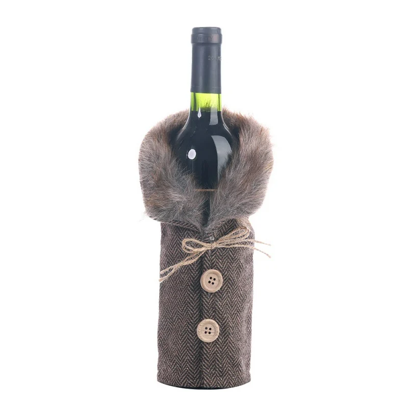 Рождественская Крышка для бутылки вина, полосатая решетка, покрытие для шампанского, вечерние украшения стола
