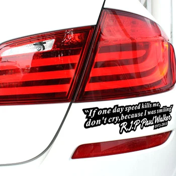 

19*6cm Car Vinyl Sticker Black/White Paul Walker RIP Sticker Auto Racing Car Drift Turbo Decal