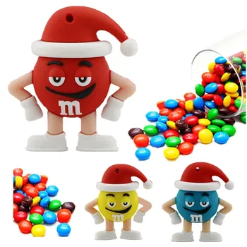 

Lovely Christmas Hat Chocolate M&M Pen Drive 4GB 8G 16GB 32GB 64G Usb Flash Drive 128GB 256GB Pendrive Flash Memory Stick U Disk