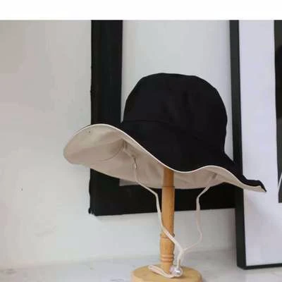 black and beige Двухсторонняя летняя Складная Панама для женщин Открытый Солнцезащитный хлопок Рыбалка охотничья шляпа Защита от солнца хип хоп шляпы капот Femme - Цвет: black and beige
