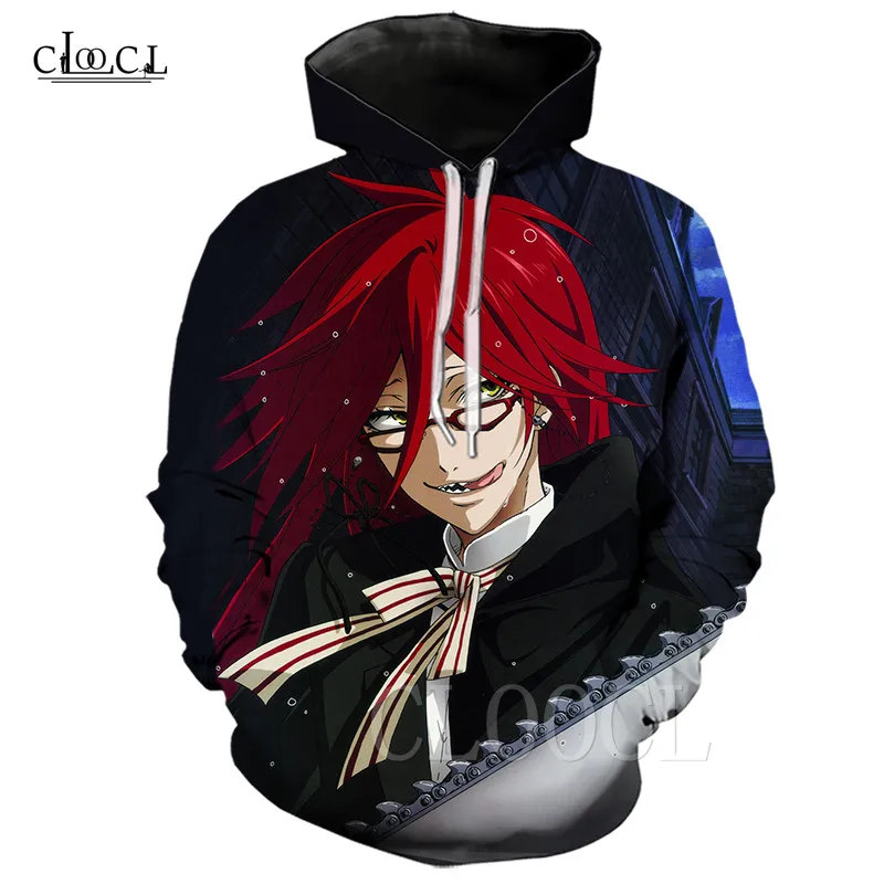 Hoodies 4 Классическая Толстовка с капюшоном в стиле аниме для мужчин и женщин, модные пуловеры Kuroshitsuji, 3D принт Ciel Sebastian Grell, толстовки с капюшоном, повседневные куртки с карманами - Цвет: Hoodies 4