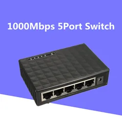 High - Performance Gigabit Ethernet Smart Switch with RJ45 Hub (Black 5Port 1000M)
