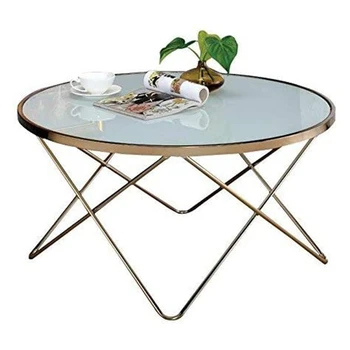 

Nordic Living Room Countertop Coffee Table In Champagne & Frosted Glass Simple Round Coffee Table