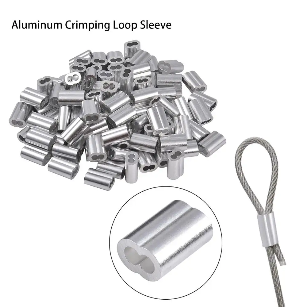 

100PCS/150PCS 0.125 Inch High Quality Aluminum Crimping Loop Sleeve Durable Aluminum Clamp Chuck For Steel Wire Rope Cable