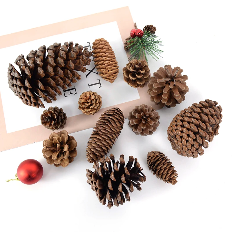 1-10pcs Natural Pine Nuts Fruit Dried Artificial Flower Pineapple Cones for Christmas DIY Garland Wreath Wedding Home Decoration