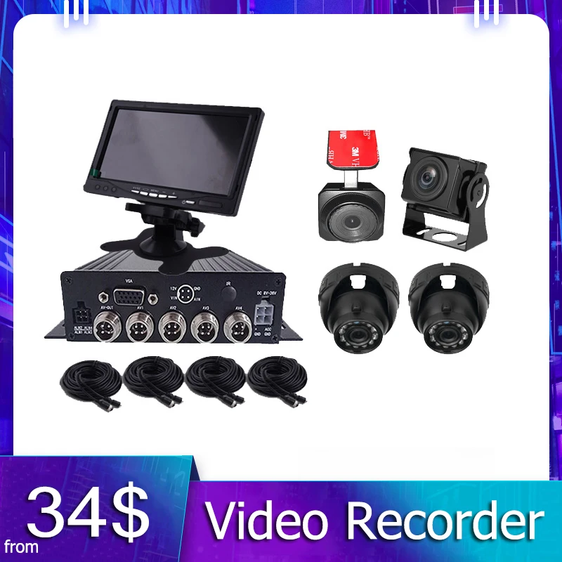 SD-карта мобильный видеорегистратор 4-канальный CCTV H.264 720P Автомобильный с