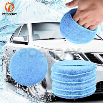 

POSSBAY 1/5PCS Blue Round Soft Microfiber Car Wax Applicator Pads Polishing Sponges For Apply And Remove Wax Car Accessories